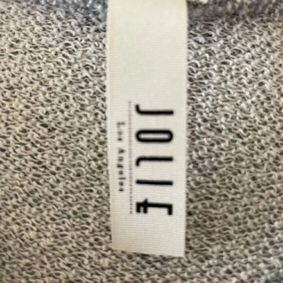 Jolie Heather Gray White Embroidered Ruffled Sleeves SZ L/XL # 1537 - Picture 7 of 12